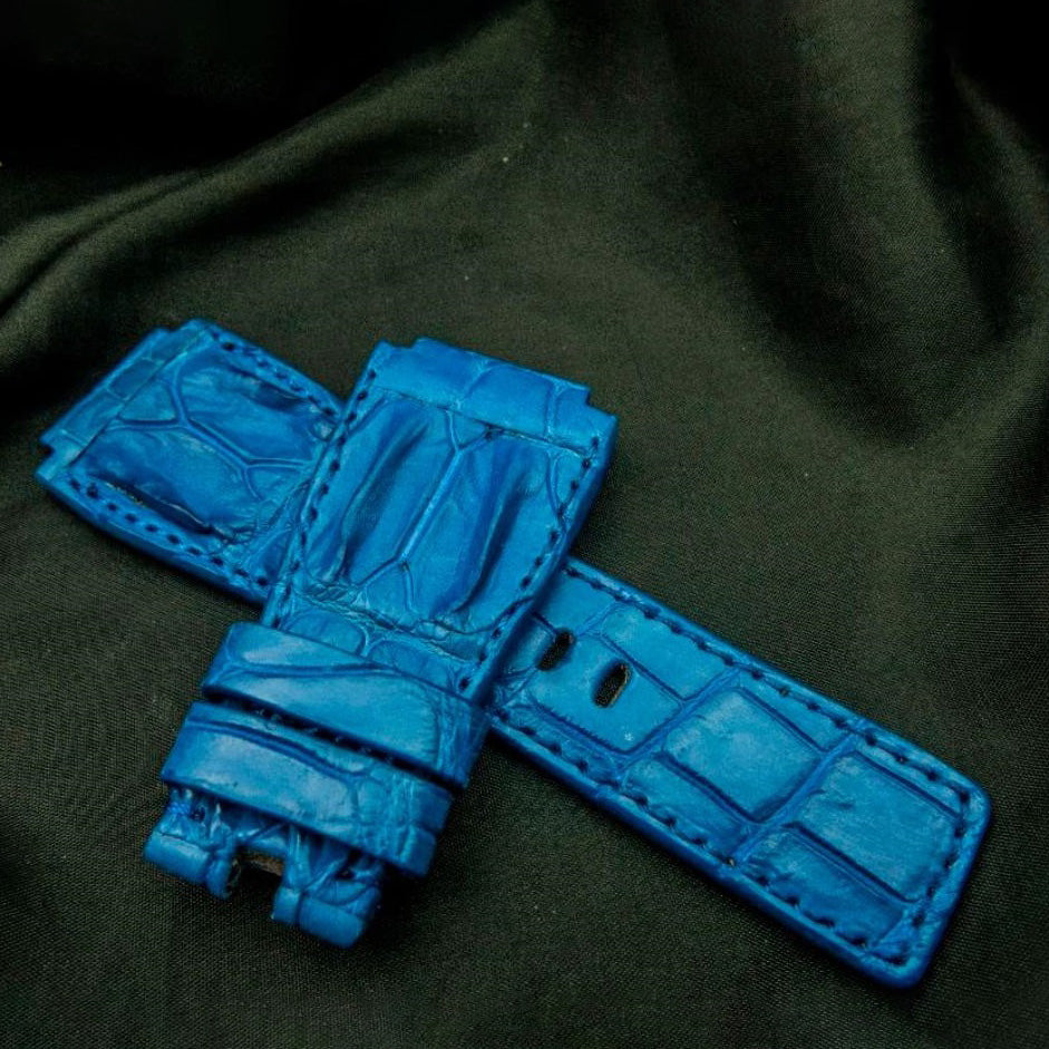 BLUE CROCODILE HORNBACK LEATHER STRAP