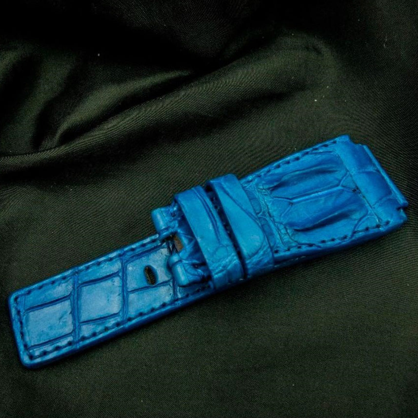 BLUE CROCODILE HORNBACK LEATHER STRAP