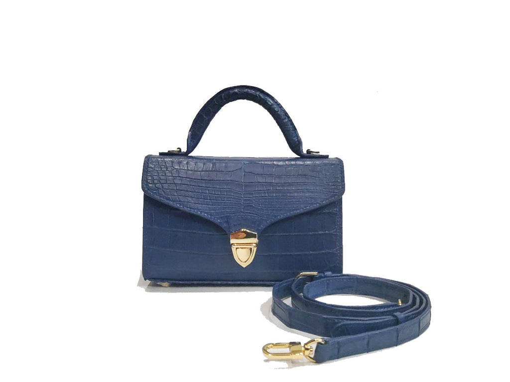 BLUE HANDMADE GENUINE CROCODILE BAG