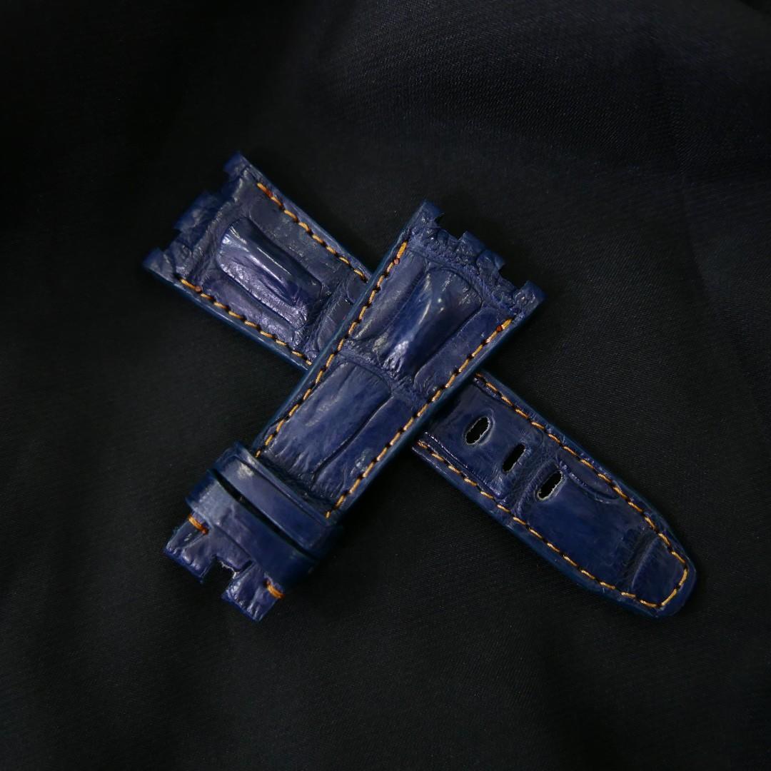 BLUE CROCODILE HORNBACK LEATHER STRAP - Lac Crado 