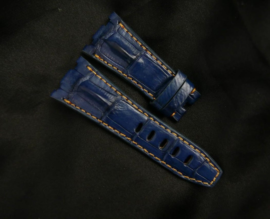 BLUE CROCODILE HORNBACK LEATHER STRAP