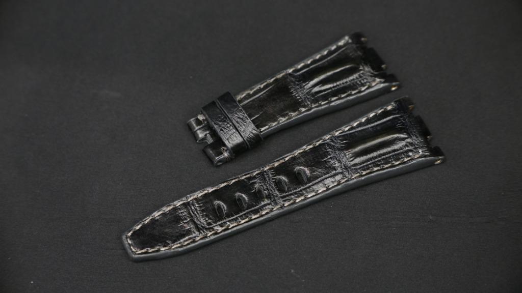 DARK GREY CROCODILE HORNBACK LEATHER STRAP - Lac Crado 