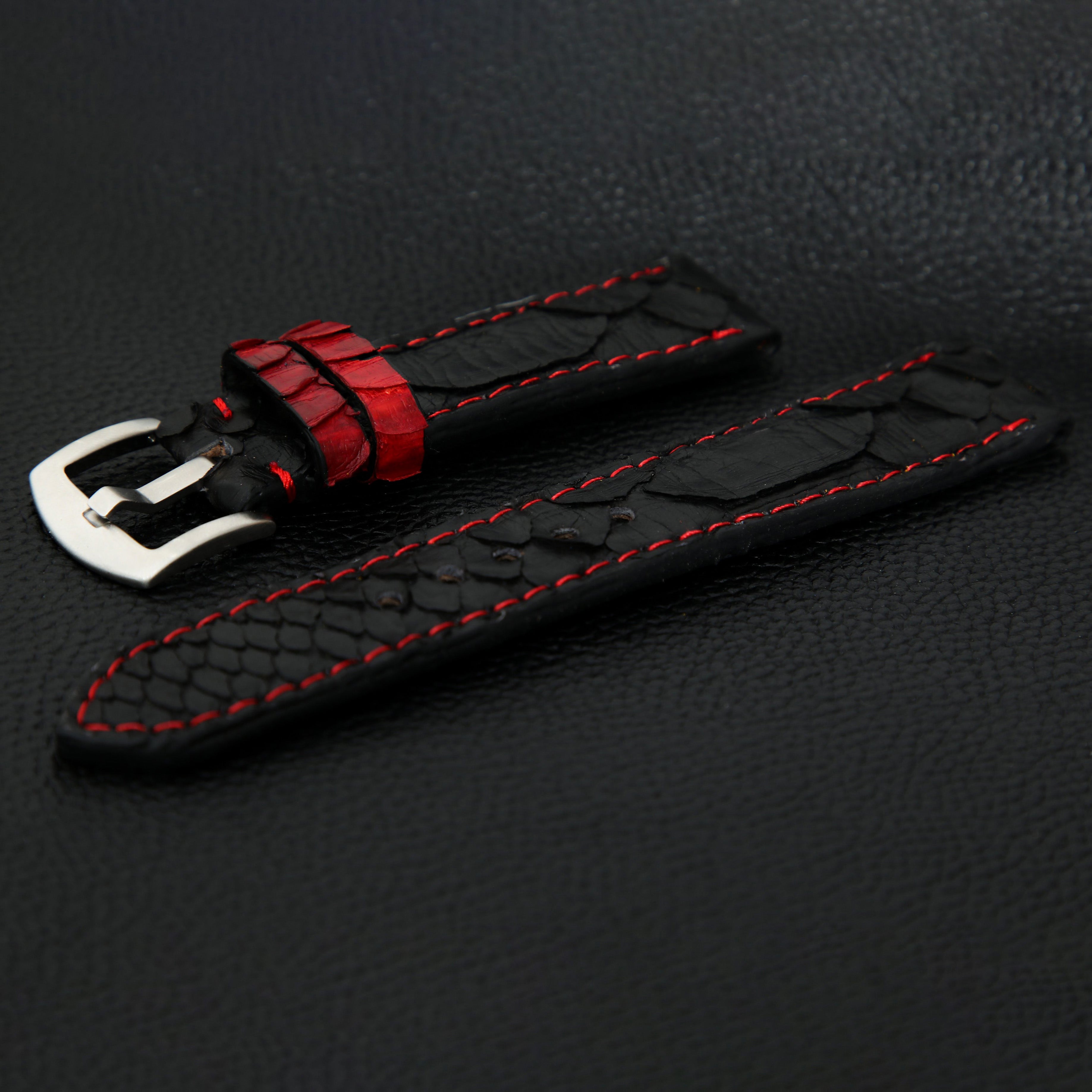 BLACK PYTHON LEATHER STRAP