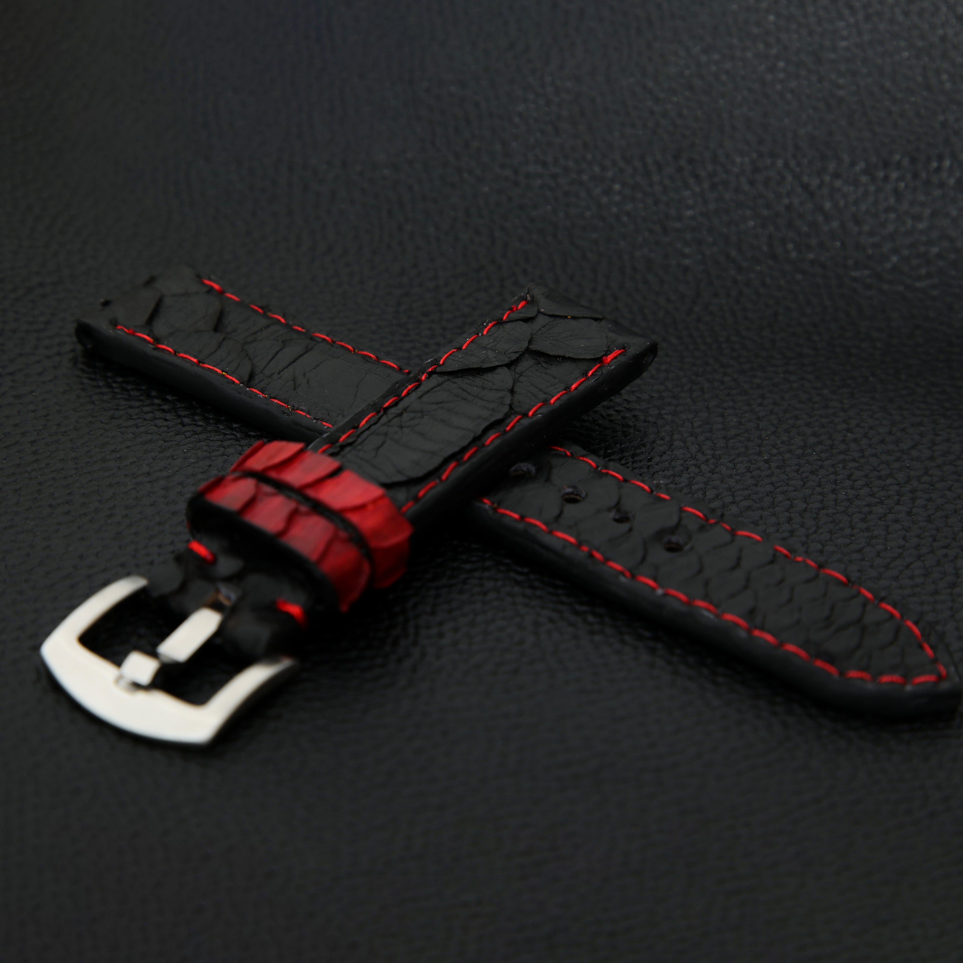 BLACK PYTHON LEATHER STRAP