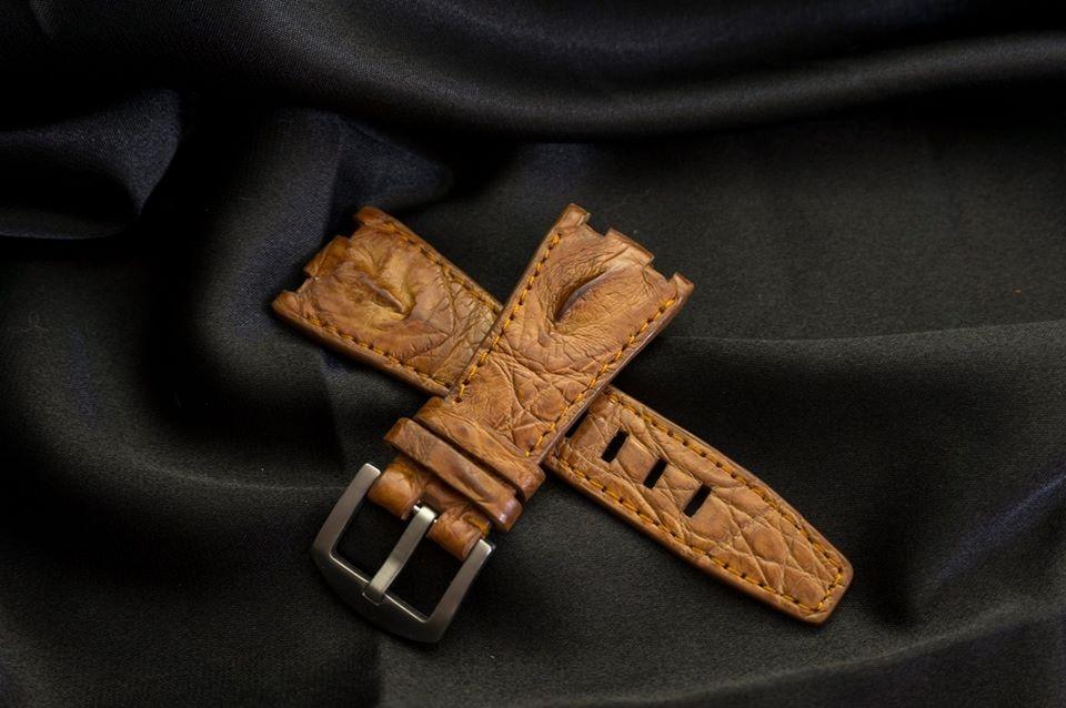 ROSE GOLD CROCODILE HORNBACK LEATHER STRAP - Lac Crado 