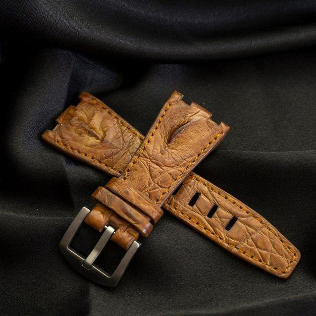 ROSE GOLD CROCODILE HORNBACK LEATHER STRAP