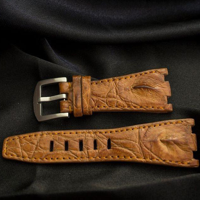 ROSE GOLD CROCODILE HORNBACK LEATHER STRAP