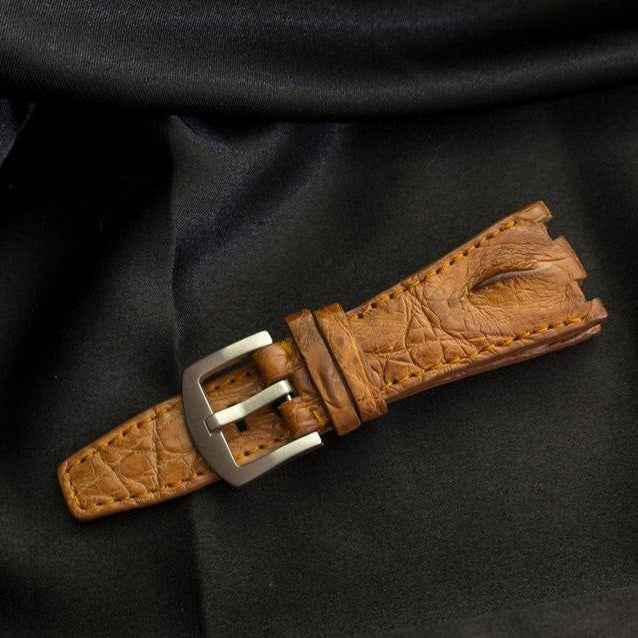 ROSE GOLD CROCODILE HORNBACK LEATHER STRAP