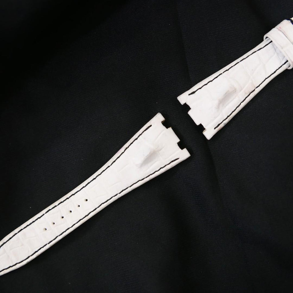 WHITE CROCODILE HORNBACK LEATHER STRAP - Lac Crado 