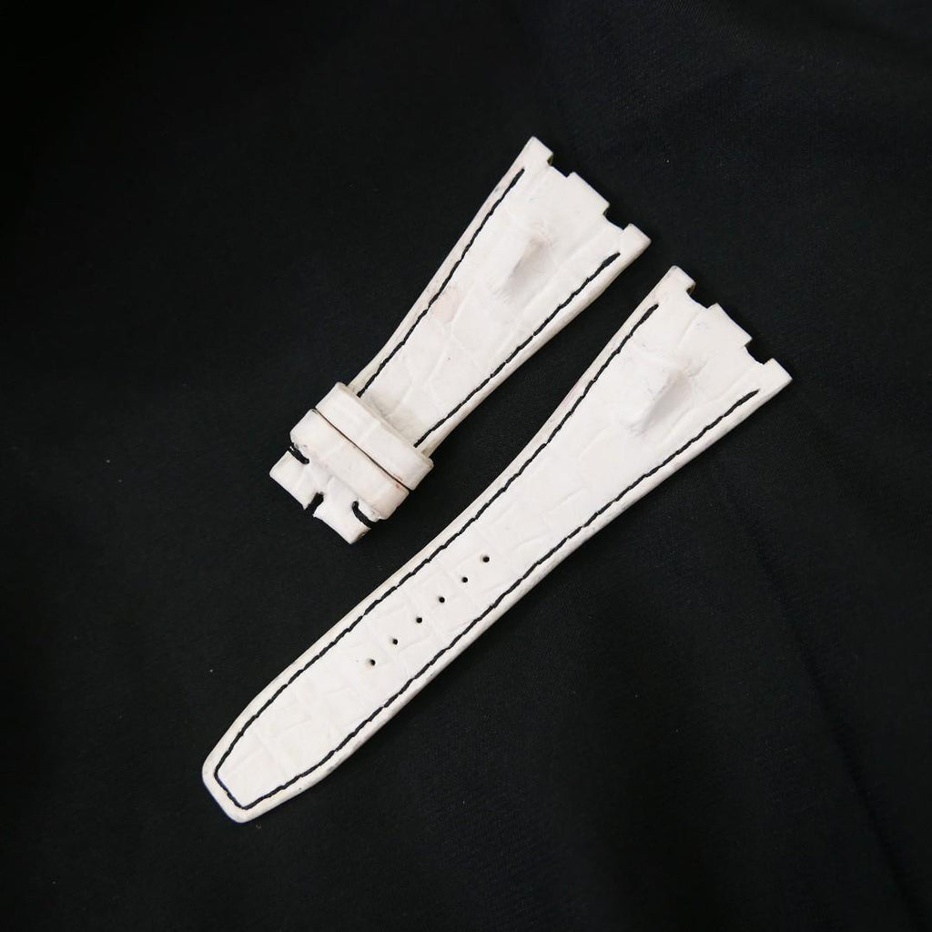 WHITE CROCODILE HORNBACK LEATHER STRAP - Lac Crado 