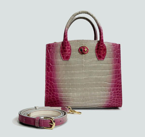 PINK HANDMADE GENUINE CROCODILE BAG