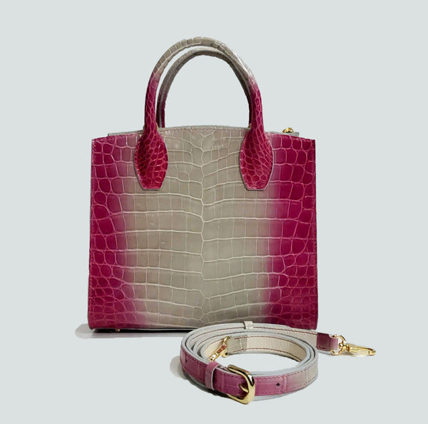 PINK HANDMADE GENUINE CROCODILE BAG