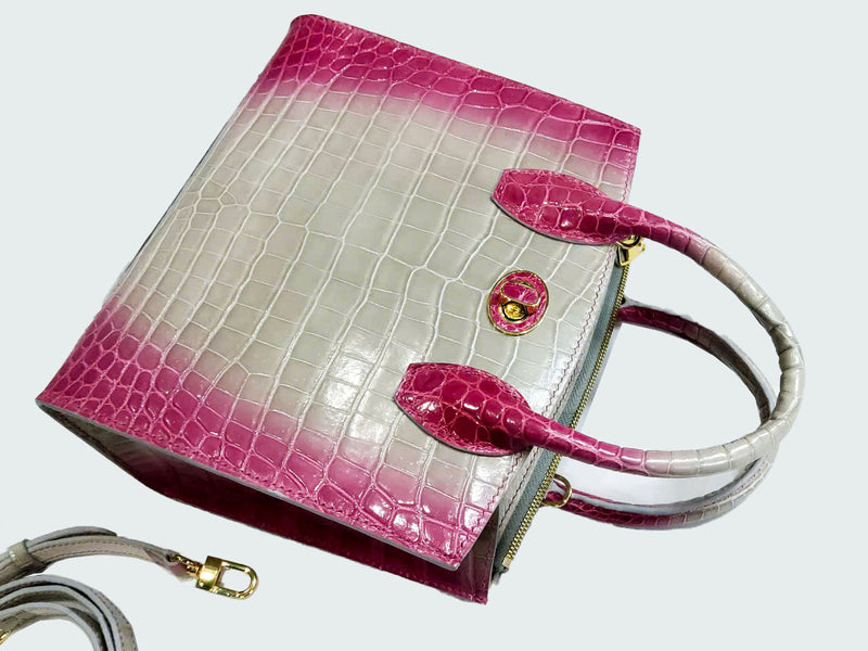 PINK HANDMADE GENUINE CROCODILE BAG