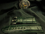 GREEN CROCODILE BELLY LEATHER STRAP - Lac Crado 