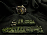 GREEN CROCODILE HORNBACK LEATHER STRAP - Lac Crado 