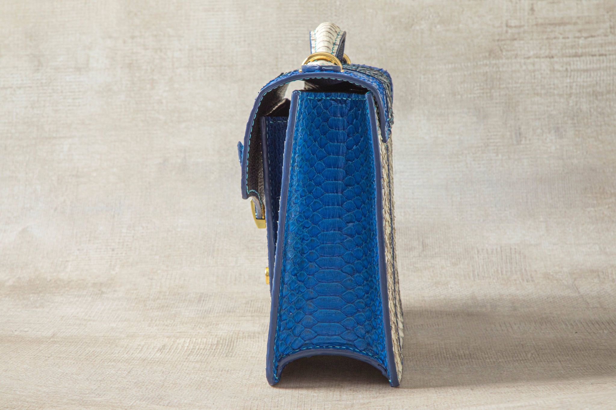 BLUE&WHITE HANDMADE GENUINE PYTHON HANDBAG