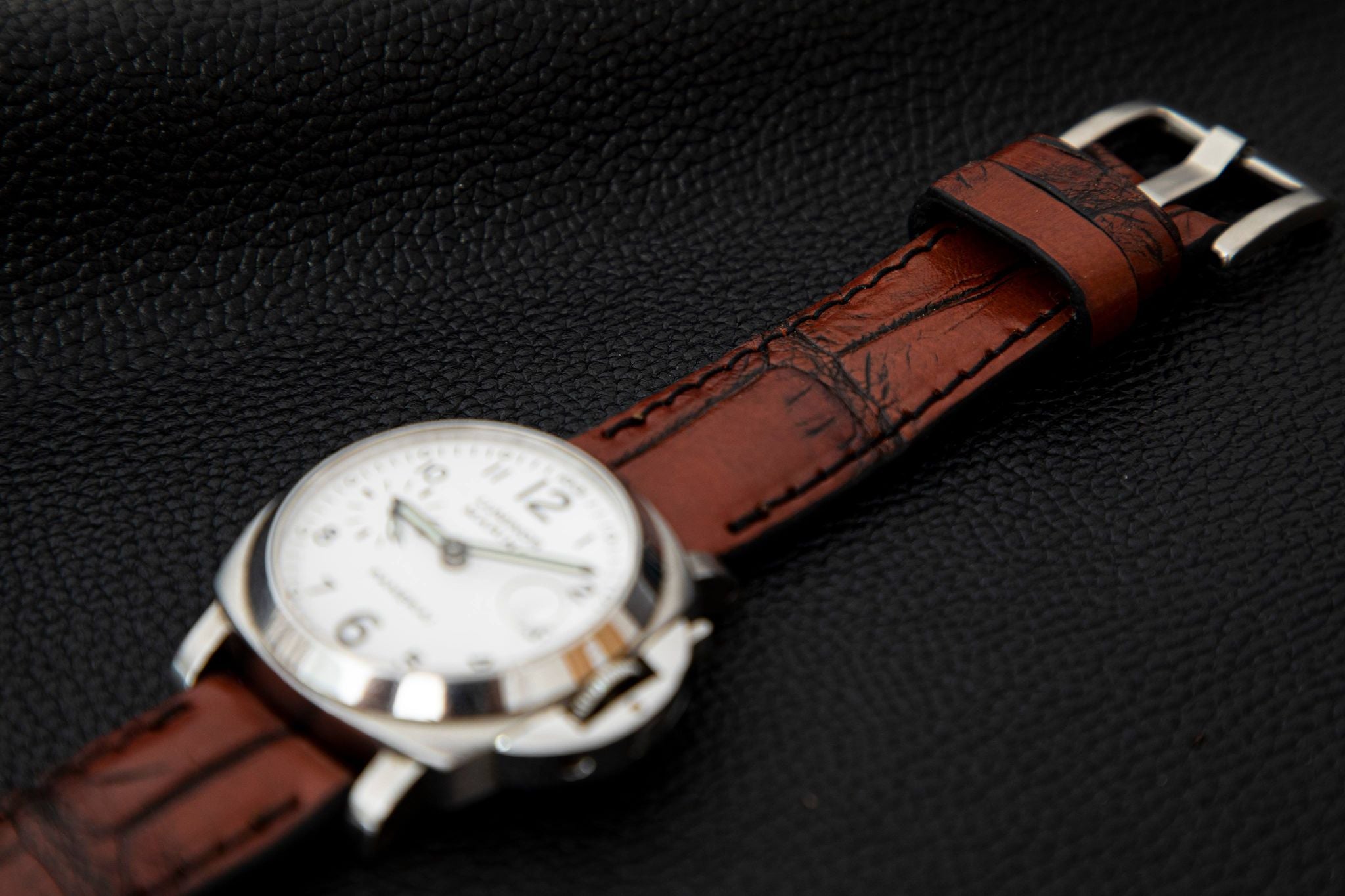 BROWN&BLACK CROCODILE BELLY LEATHER STRAP - Lac Crado 