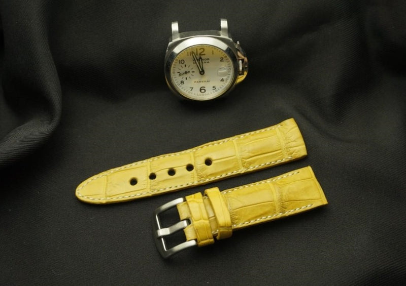 YELLOW CROCODILE BELLY LEATHER STRAP
