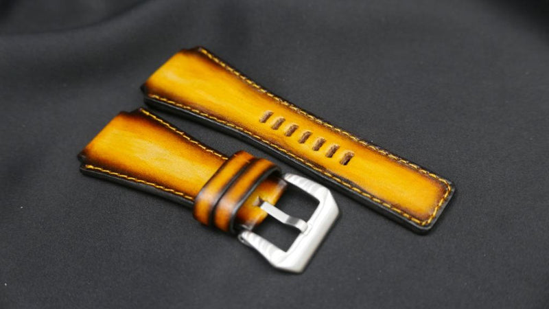 BLACK&YELLOW CALF LEATHER STRAP