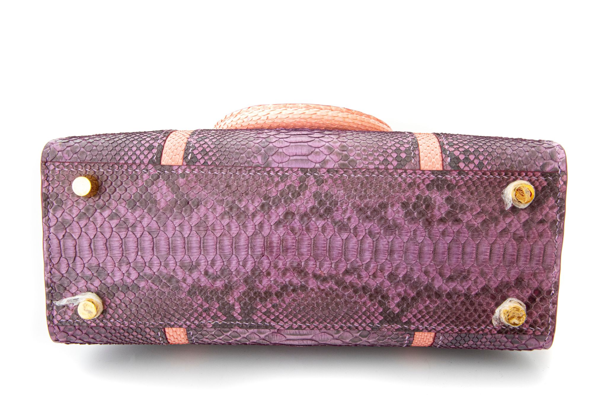 PURPLE PYTHON LEATHER TOTE BAG