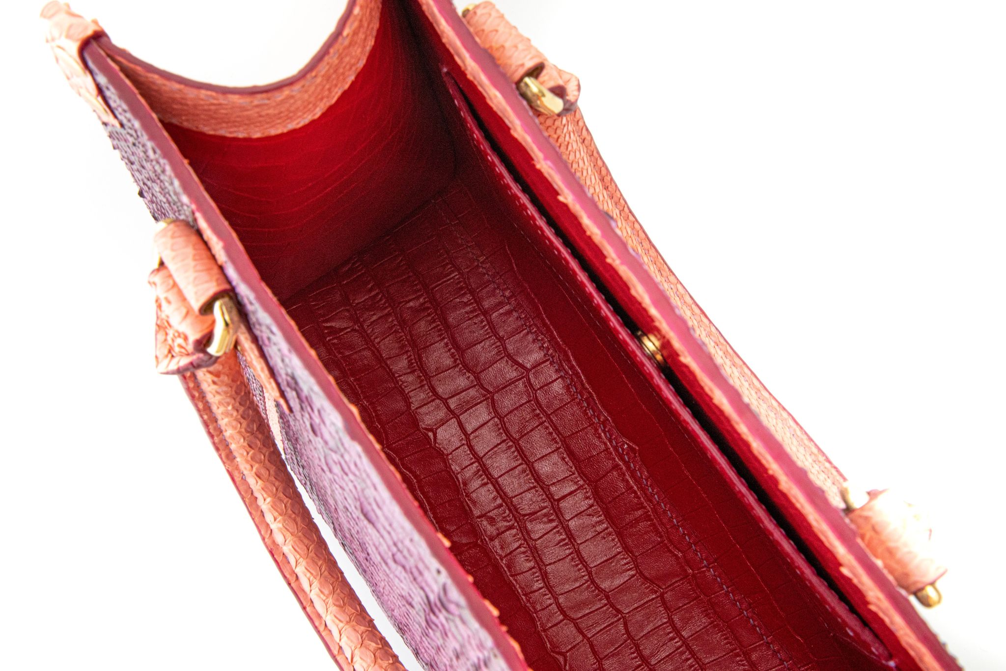PURPLE PYTHON LEATHER TOTE BAG
