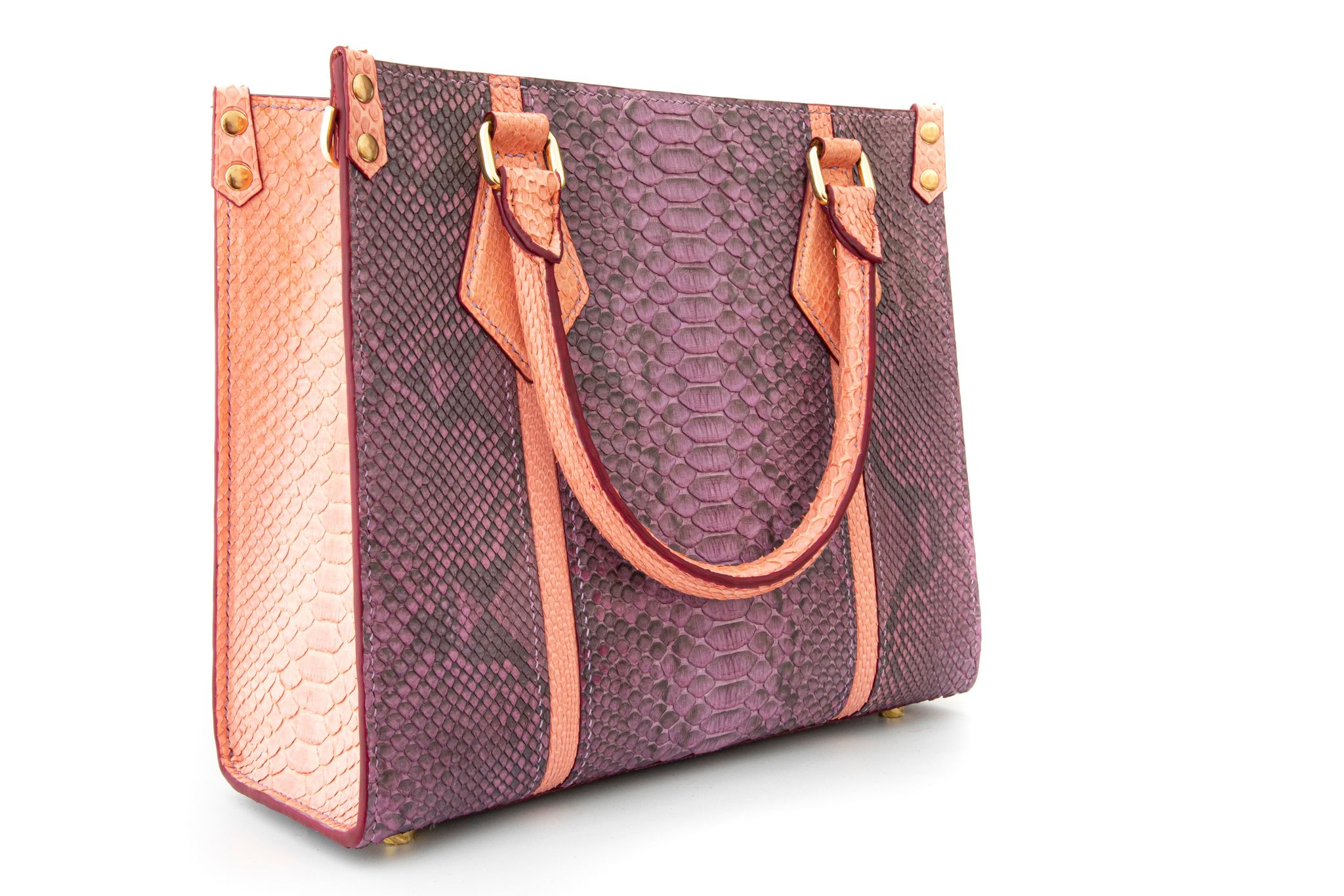 PURPLE PYTHON LEATHER TOTE BAG