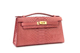PINK PYTHON LEATHER HANDBAG
