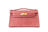 PINK PYTHON LEATHER HANDBAG