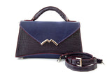 BLUE&PURPLE HANDMADE GENUINE CROCODILE&LIZARD HANDBAG
