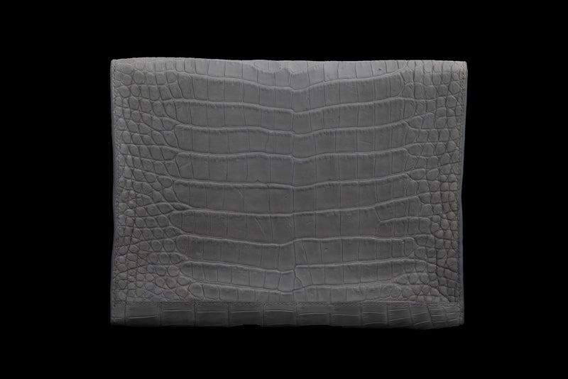 GREY HANDMADE GENUINE CROCODILE LAPTOP SLEEVE
