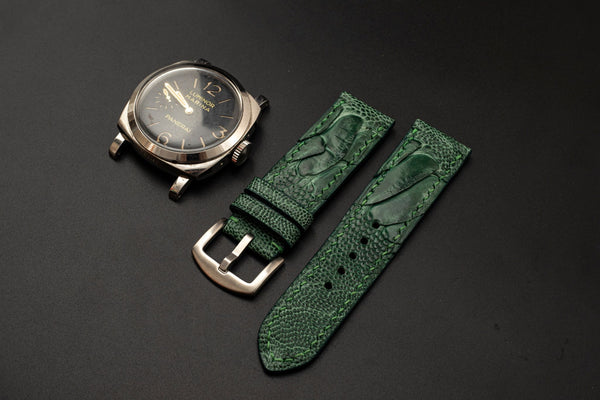 GREEN OSTRICH LEATHER STRAP