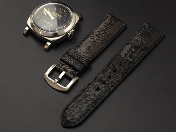 BLACK OSTRICH LEATHER STRAP