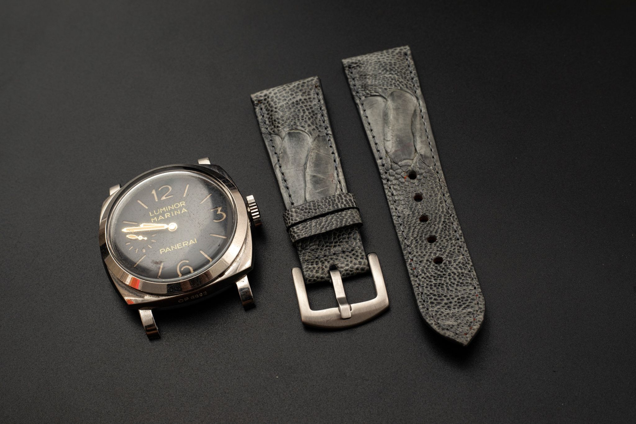 GREY OSTRICH LEATHER STRAP