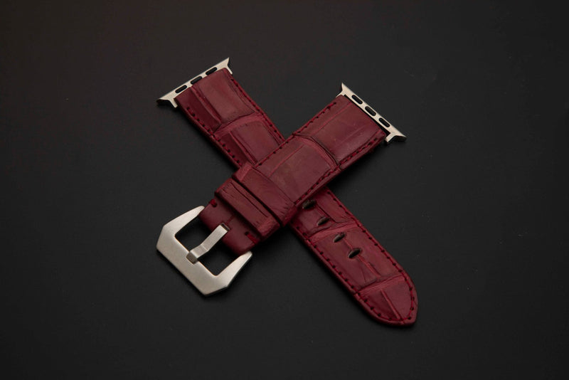 RED CROCODILE BELLY LEATHER STRAP