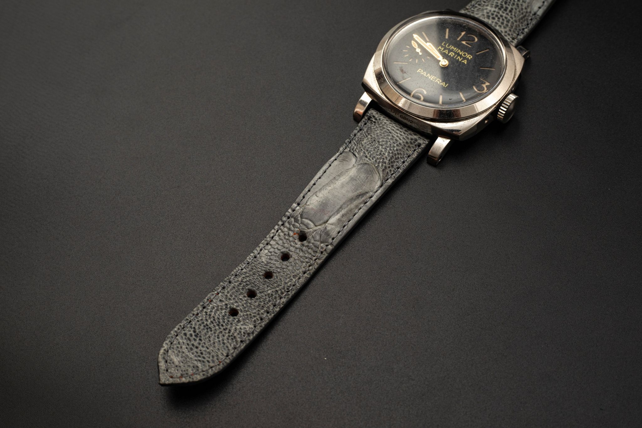 GREY OSTRICH LEATHER STRAP