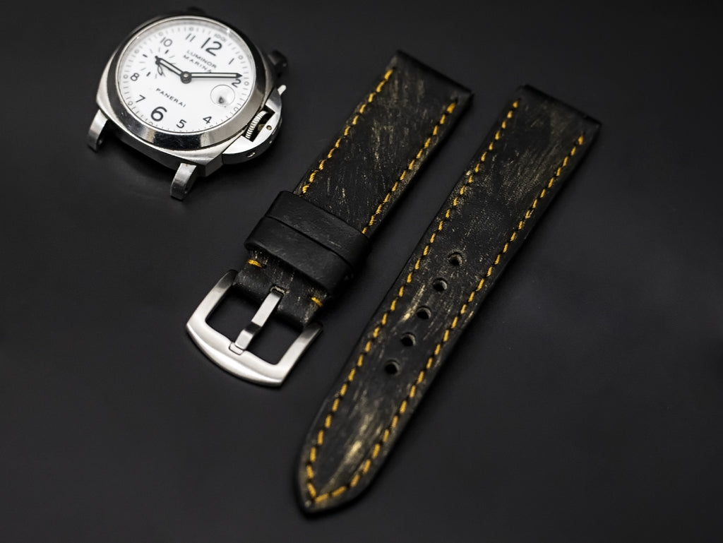 BLACK&GOLD CALF LEATHER STRAP