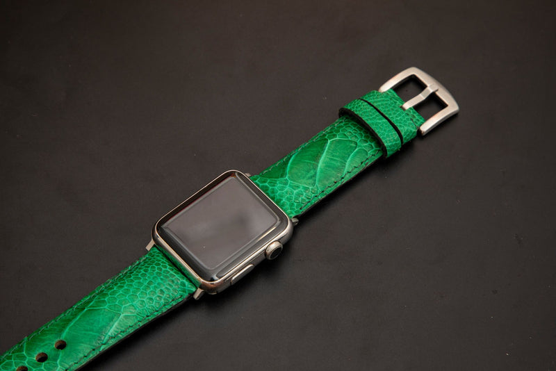GREEN OSTRICH LEATHER STRAP