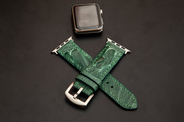 GREEN OSTRICH LEATHER STRAP