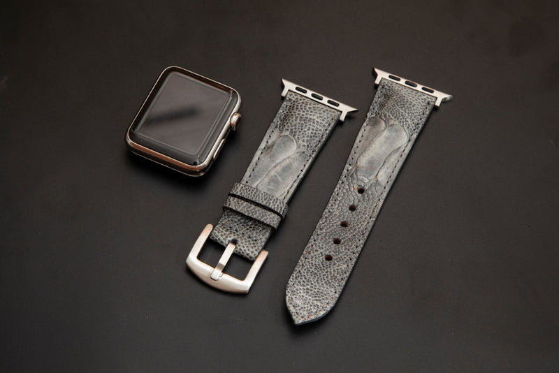 GREY OSTRICH LEATHER STRAP