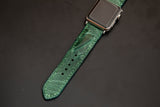 GREEN OSTRICH LEATHER STRAP