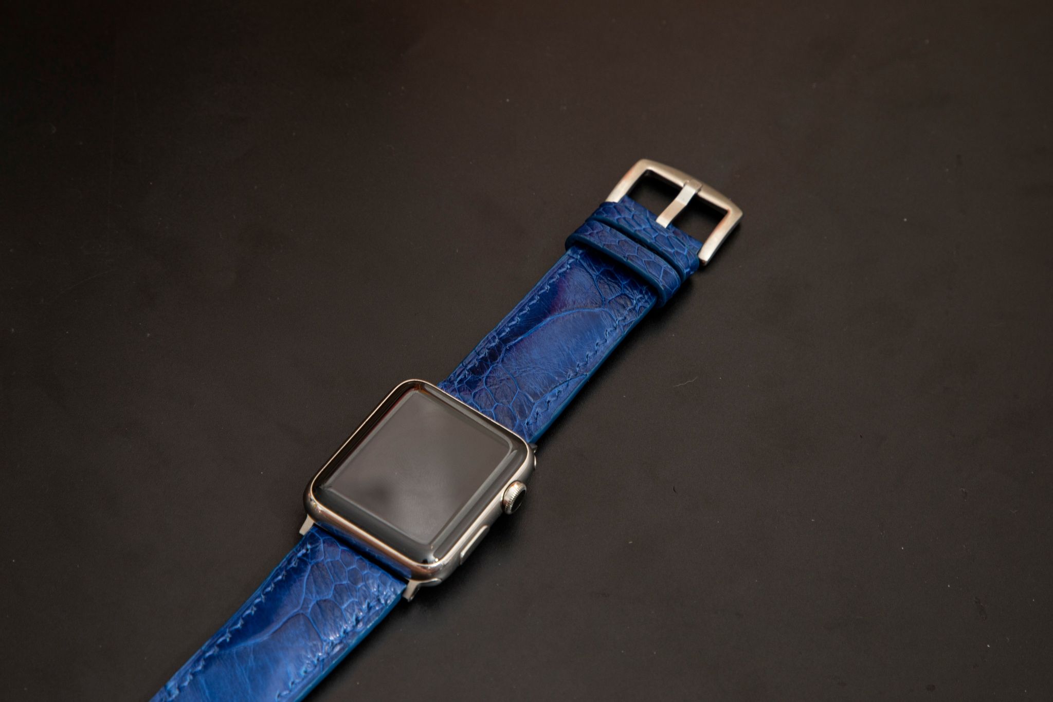 BLUE OSTRICH LEATHER STRAP