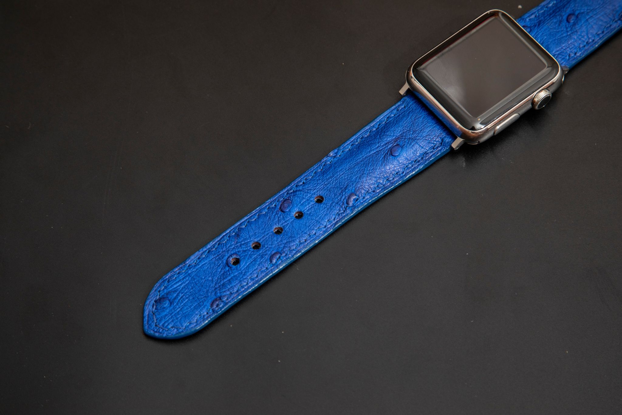 BLUE OSTRICH LEATHER STRAP