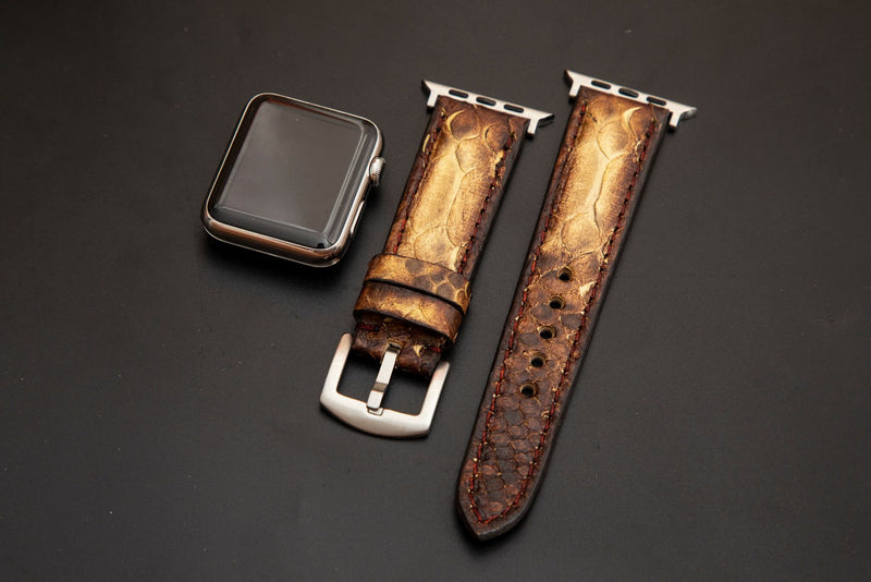 YELLOW&BROWN PYTHON LEATHER STRAP