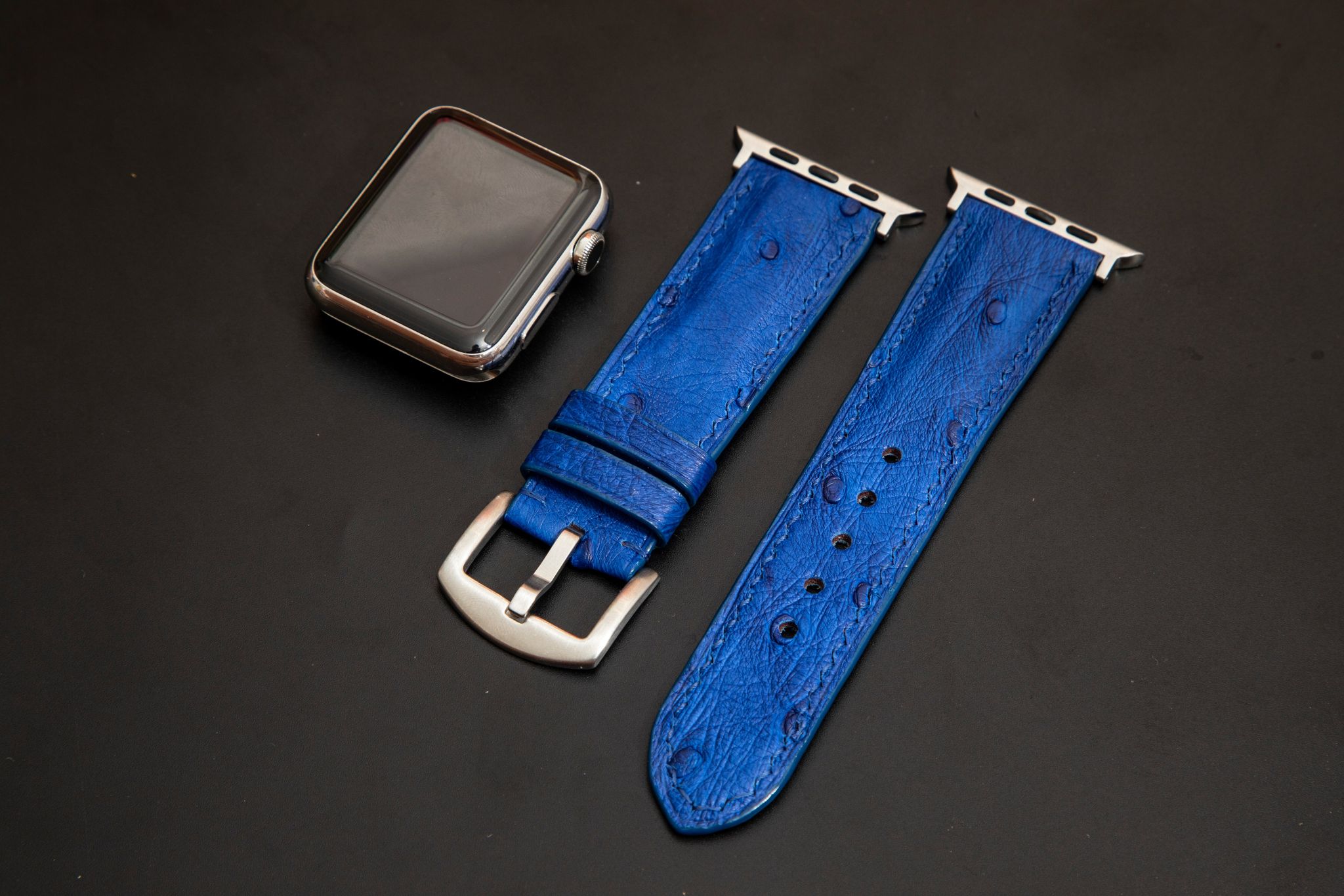 BLUE OSTRICH LEATHER STRAP