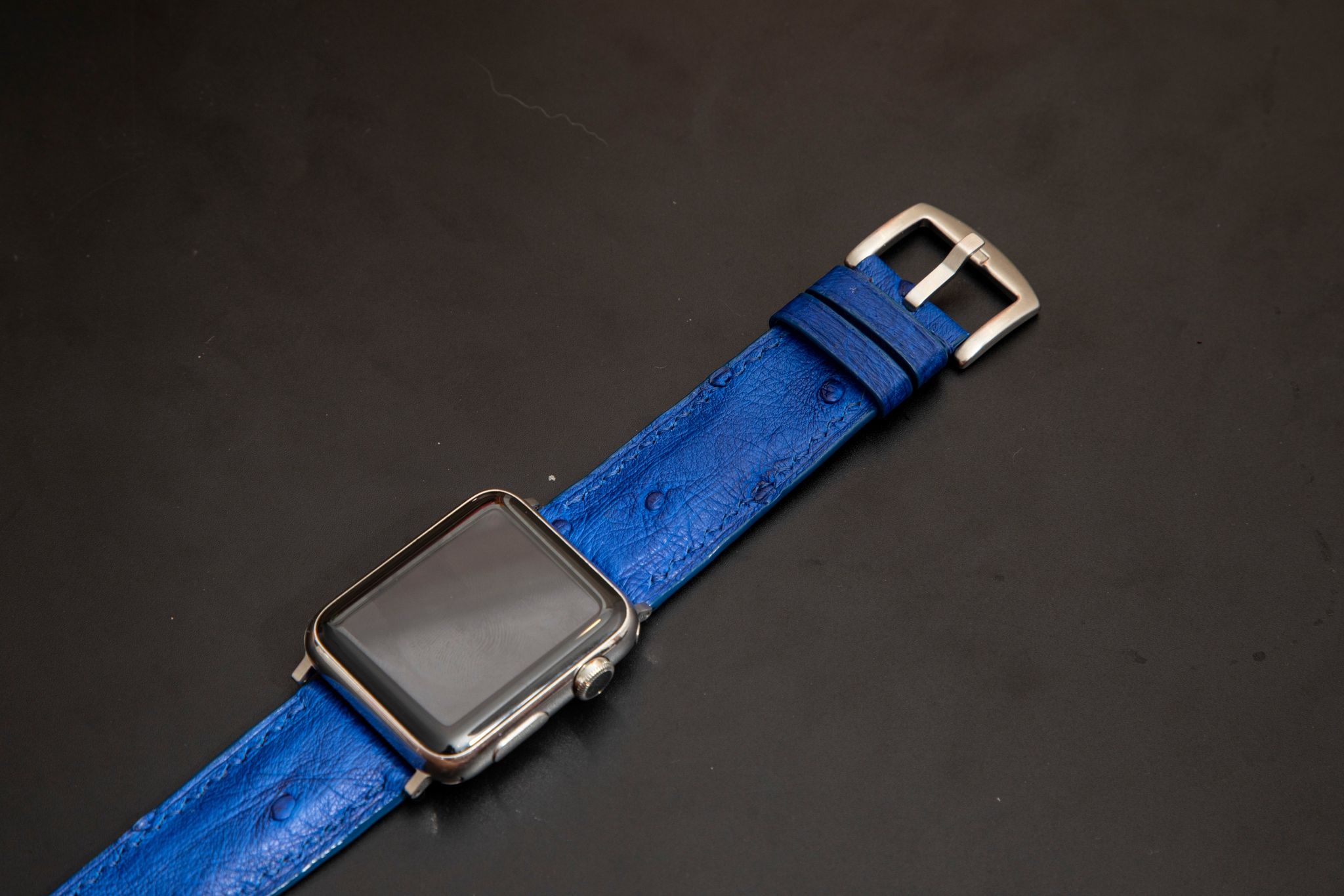 BLUE OSTRICH LEATHER STRAP