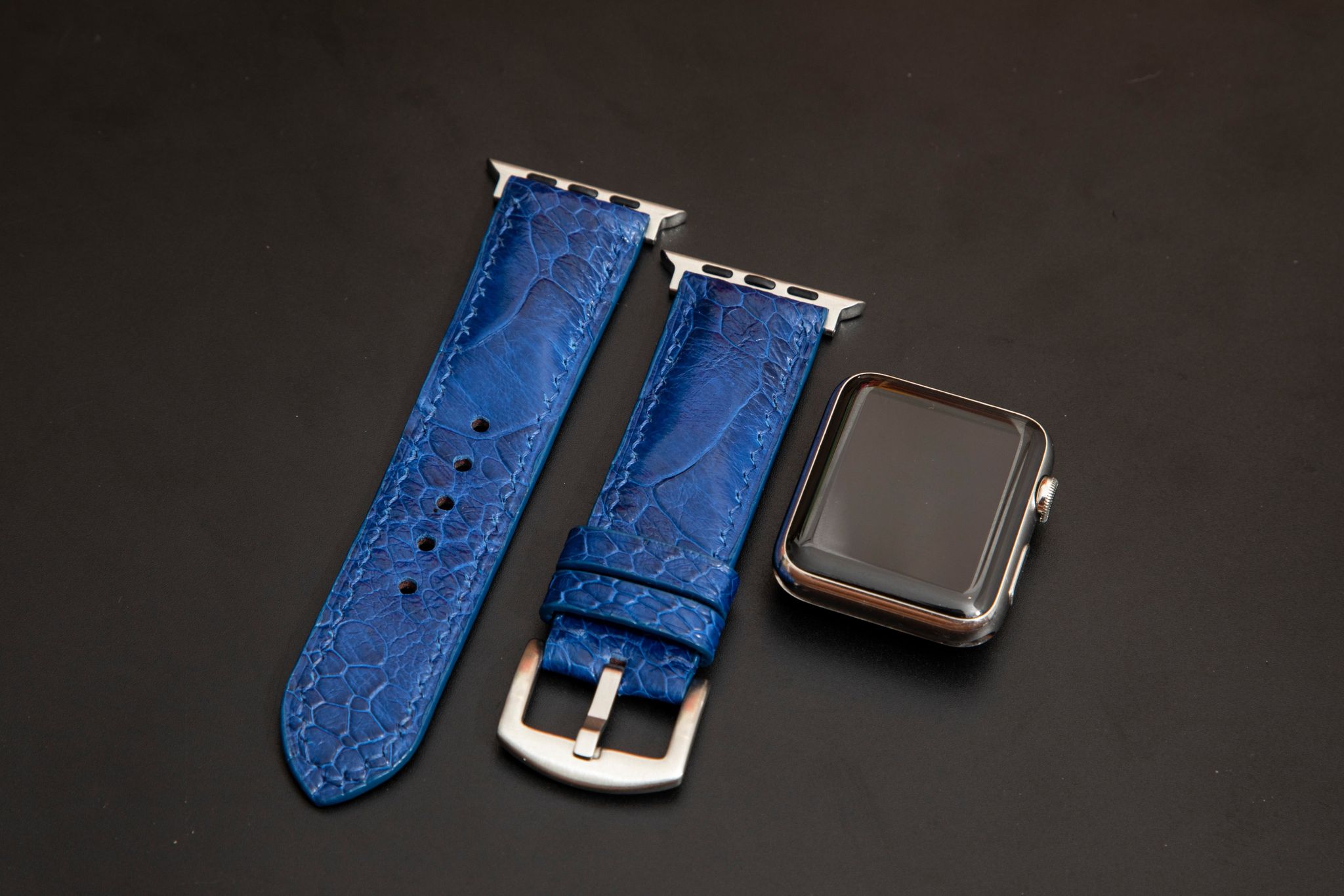 BLUE OSTRICH LEATHER STRAP