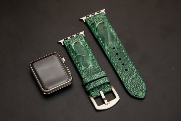 GREEN OSTRICH LEATHER STRAP