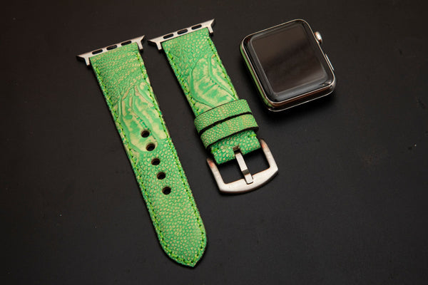 GREEN OSTRICH LEATHER STRAP