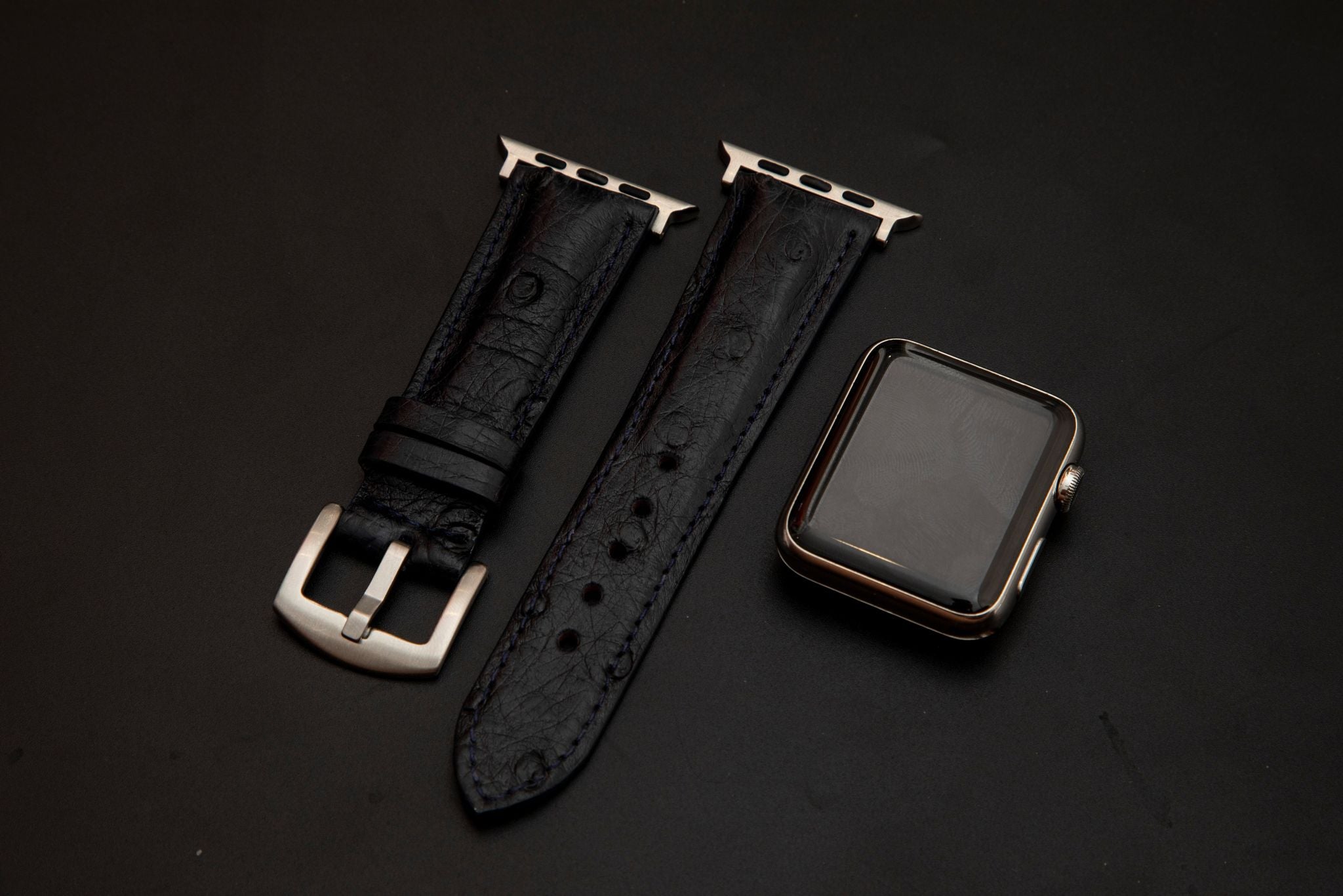 BLACK OSTRICH LEATHER STRAP