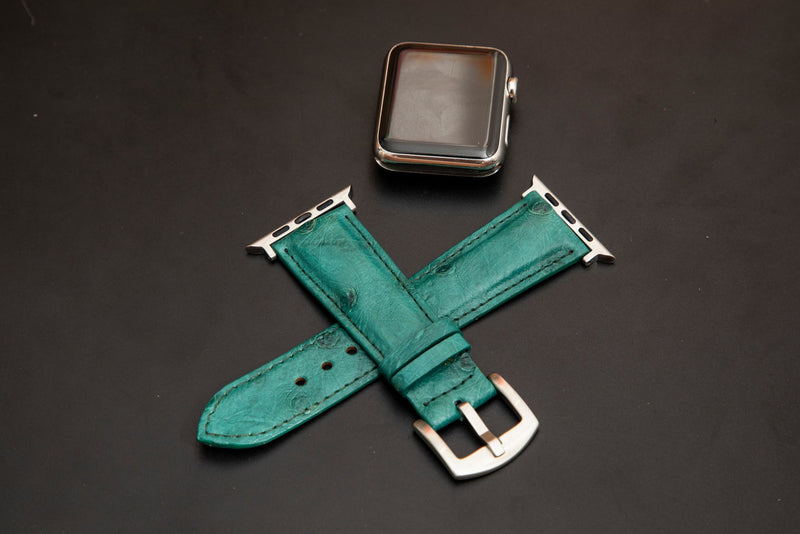 GREEN OSTRICH LEATHER STRAP